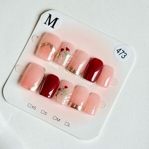 Handmade Press-On Nails Size M | Reusable | Full Set w/ Prep Kit | Brand New 473